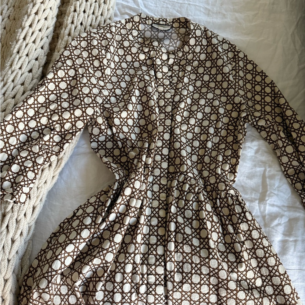Tuckernuck Brown and Cream Cane / Wicker Shirt Dress